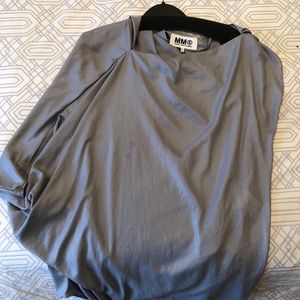 Silver silk, off shoulder top